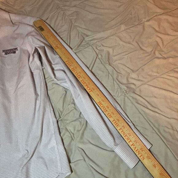 Devon & Jones Mens Size M Mississippi State Button Down Cotton Blend Checked - Picture 6 of 8